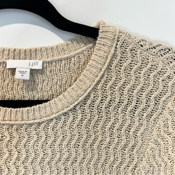 J. Jill Boho Cream Sweater Tunic with Fringe Cotton Blend Size Medium - Picture 3 of 7